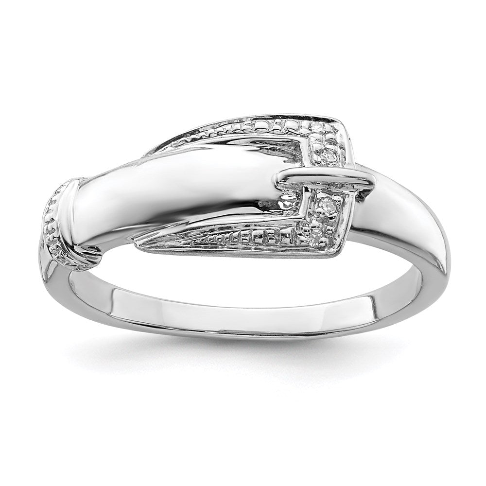 Polished;Sterling silver;Diamond;Rhodium-plated