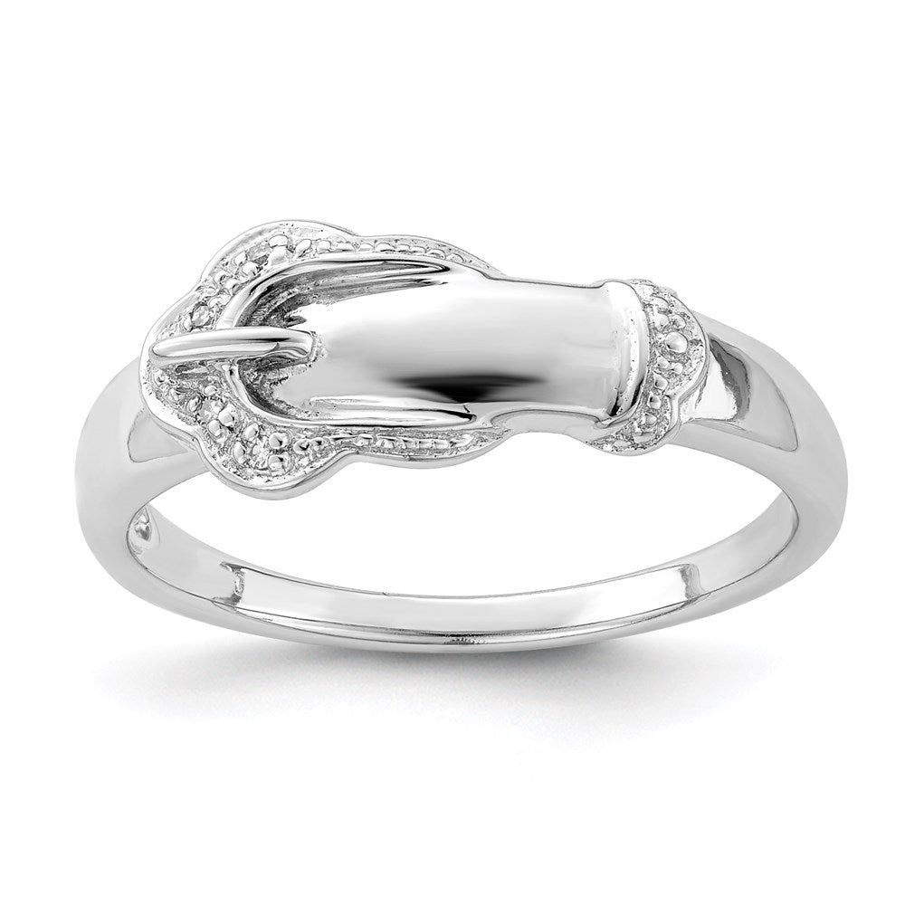 Polished;Sterling silver;Diamond;Rhodium-plated