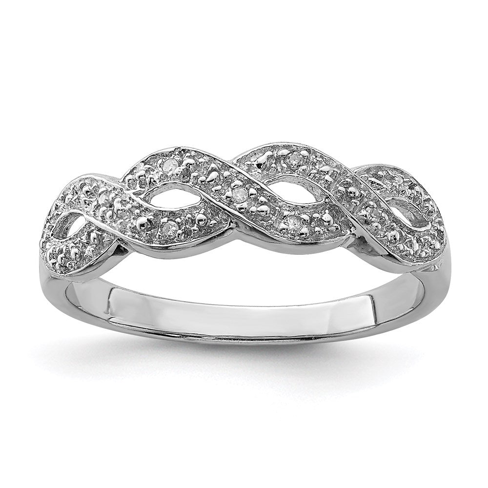 Casted;Polished;Open back;Sterling silver;Diamond;Rhodium-plated