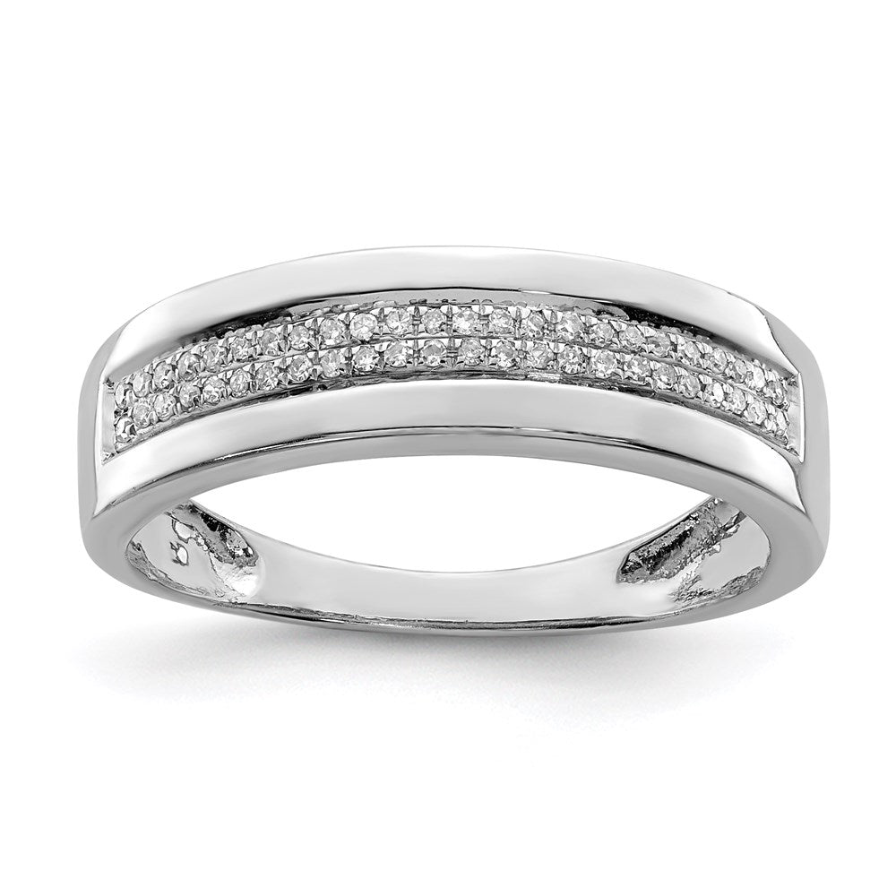 Polished;Sterling silver;Diamond;Rhodium-plated