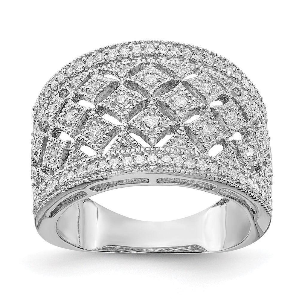 Polished;Sterling silver;Diamond;Rhodium-plated