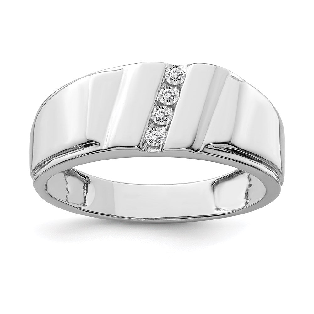 Casted;Polished;Open back;Sterling silver;Diamond;Rhodium-plated