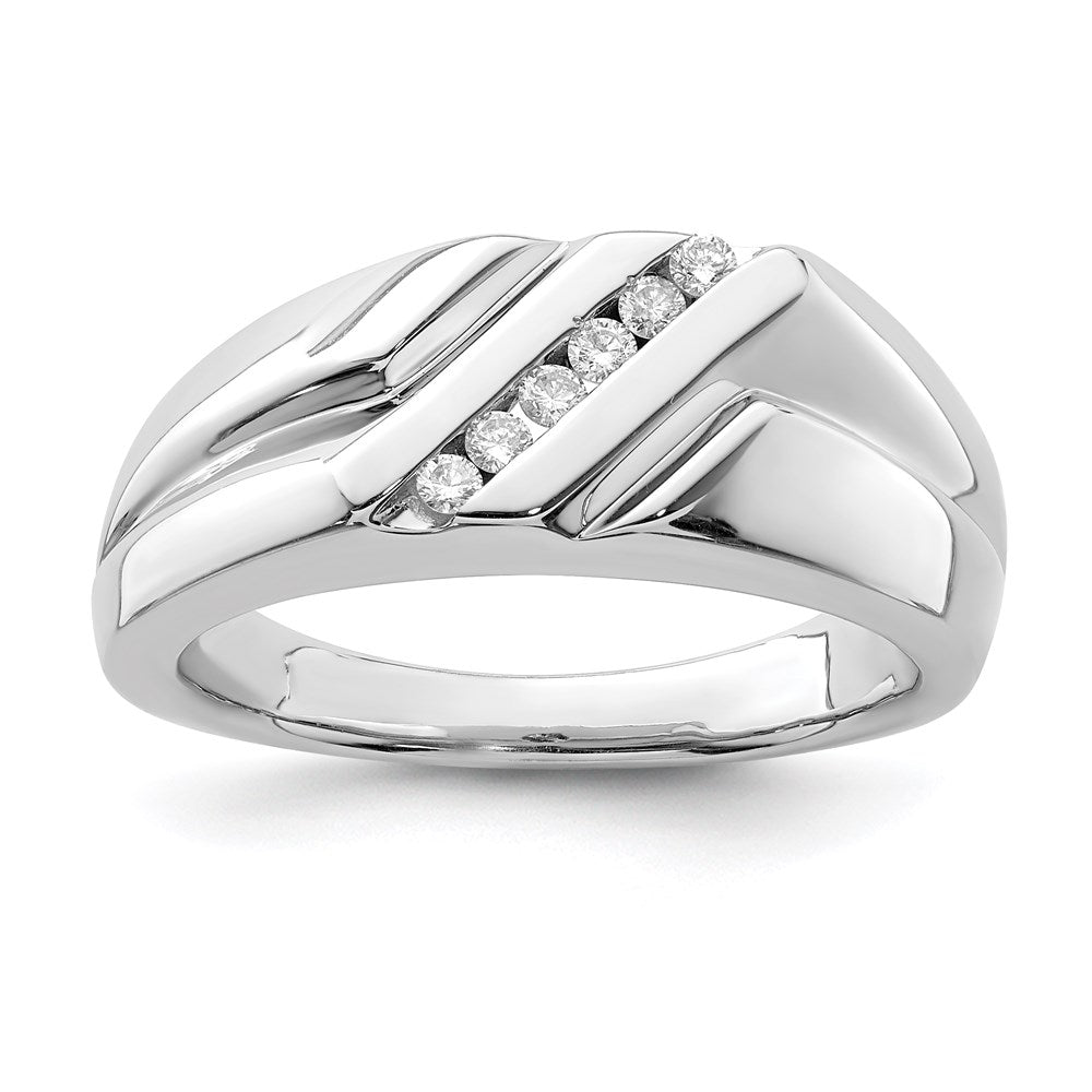 Polished;Sterling silver;Diamond;Channel set;Rhodium-plated