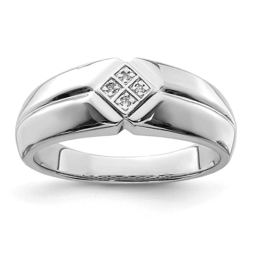 Polished;Sterling silver;Diamond;Rhodium-plated