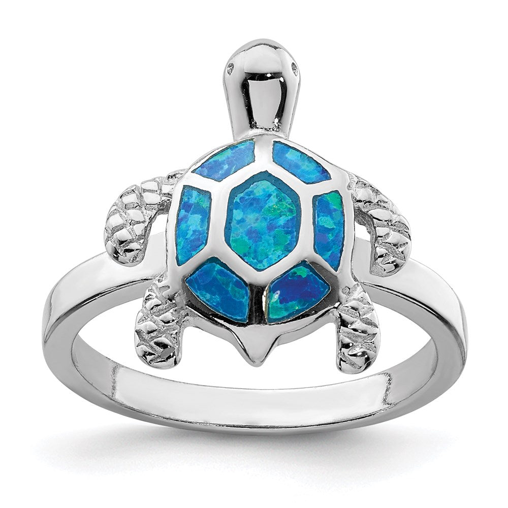 Polished;Sterling silver;Created opal