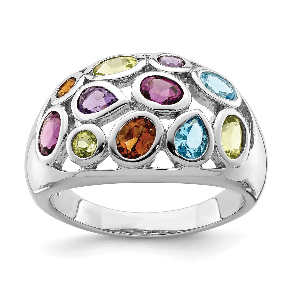 Polished;Open back;Sterling silver;Multi-colored