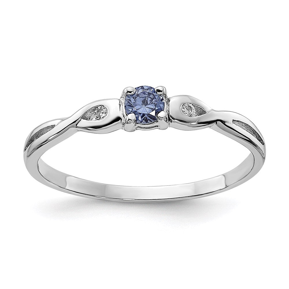 Casted;Polished;Open back;Sterling silver;CZ;Blue CZ