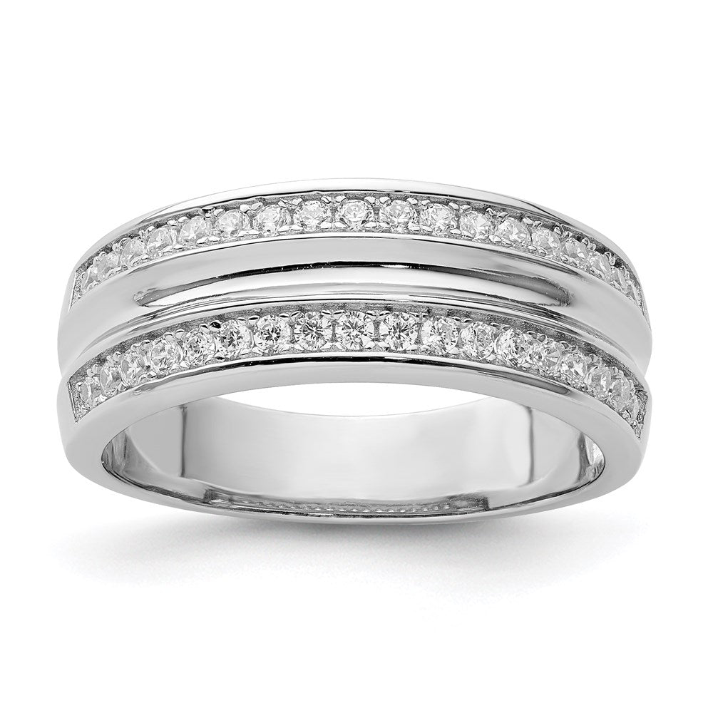 Casted;Polished;Open back;Sterling silver;CZ