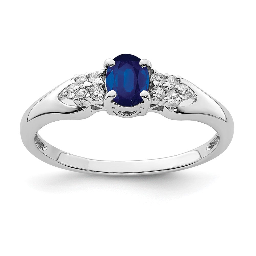 Polished;Open back;Sterling silver;Sapphire;White sapphire;Rhodium-plated