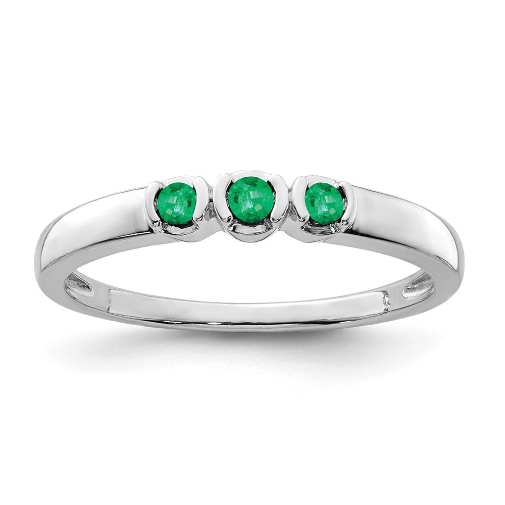 Polished;Open back;Sterling silver;Emerald;Rhodium-plated