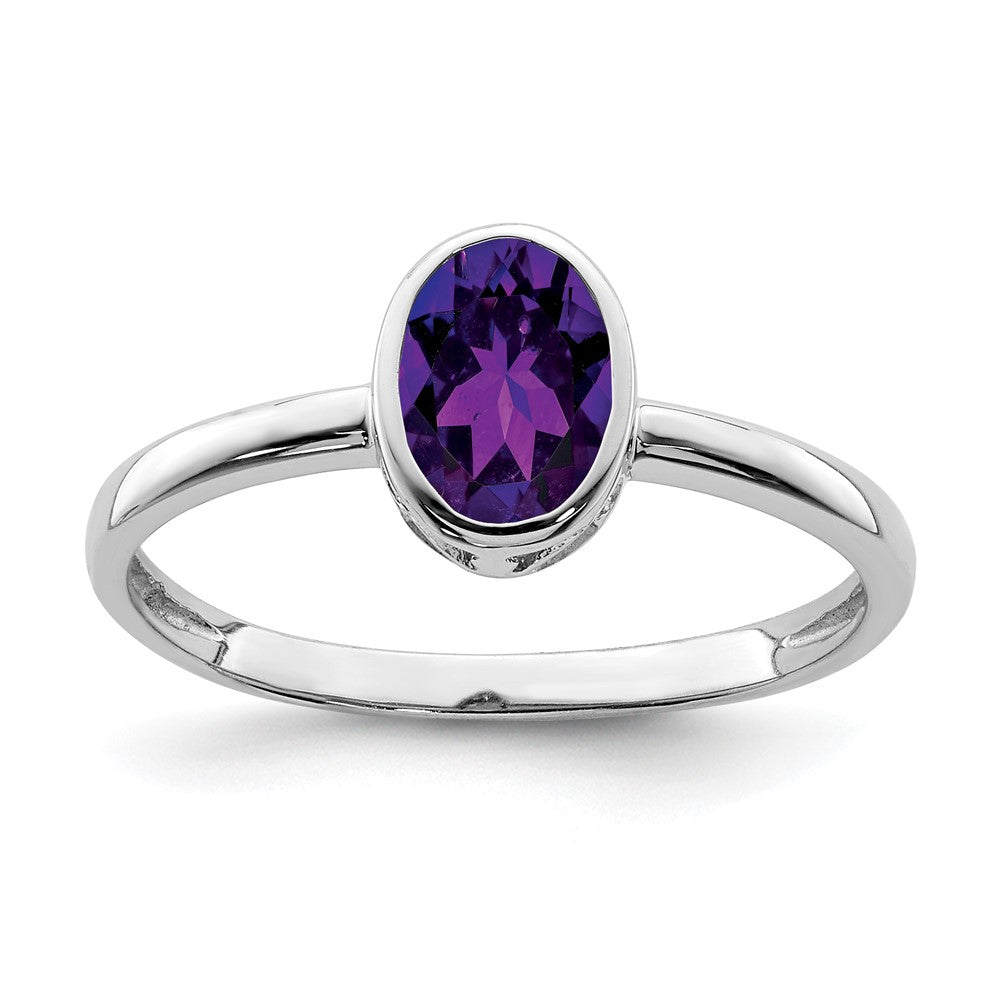 Polished;Open back;Sterling silver;Amethyst;Oval;Cut-out sides