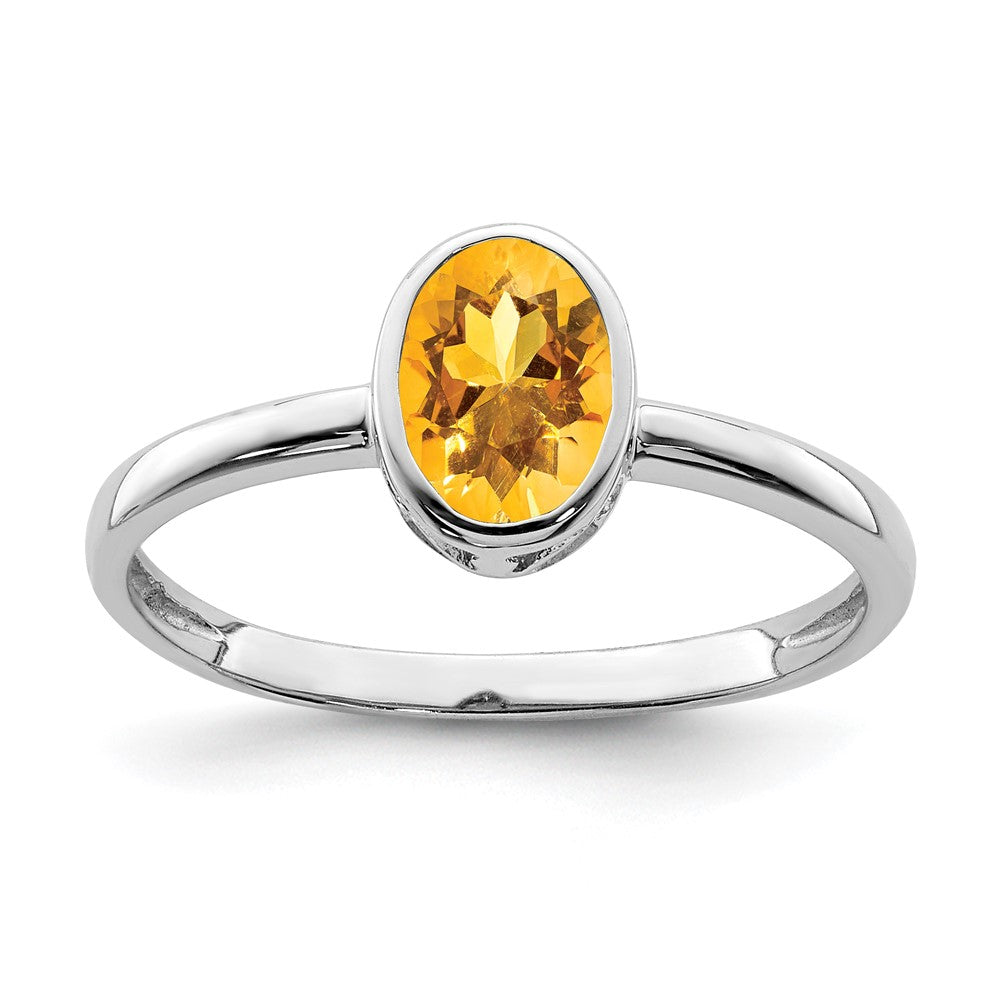 Polished;Open back;Sterling silver;Citrine;Oval;Cut-out sides
