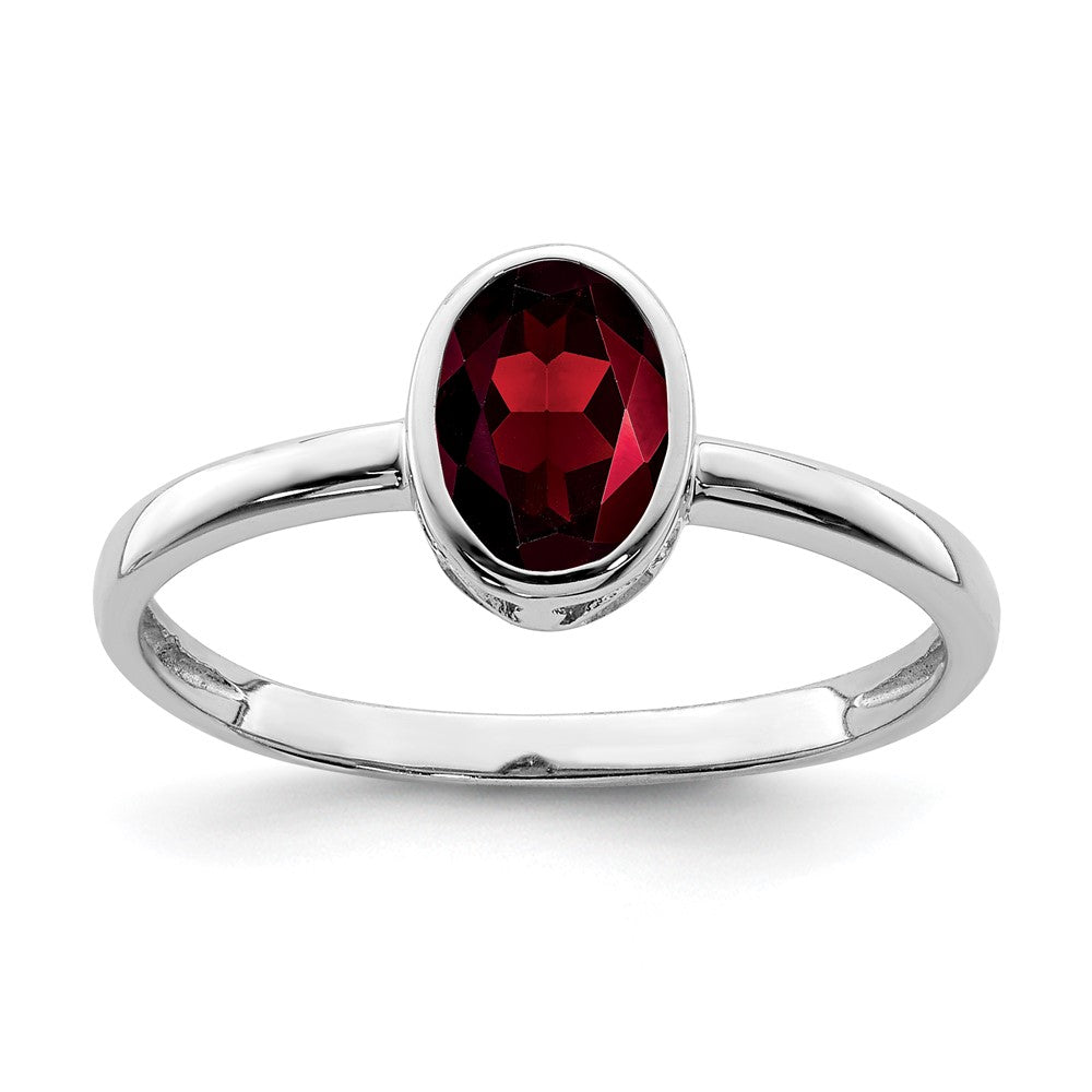 Polished;Open back;Sterling silver;Garnet;Oval;Cut-out sides