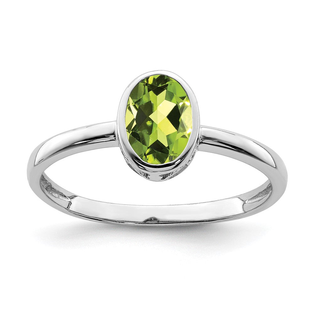 Polished;Open back;Sterling silver;Peridot;Oval;Cut-out sides