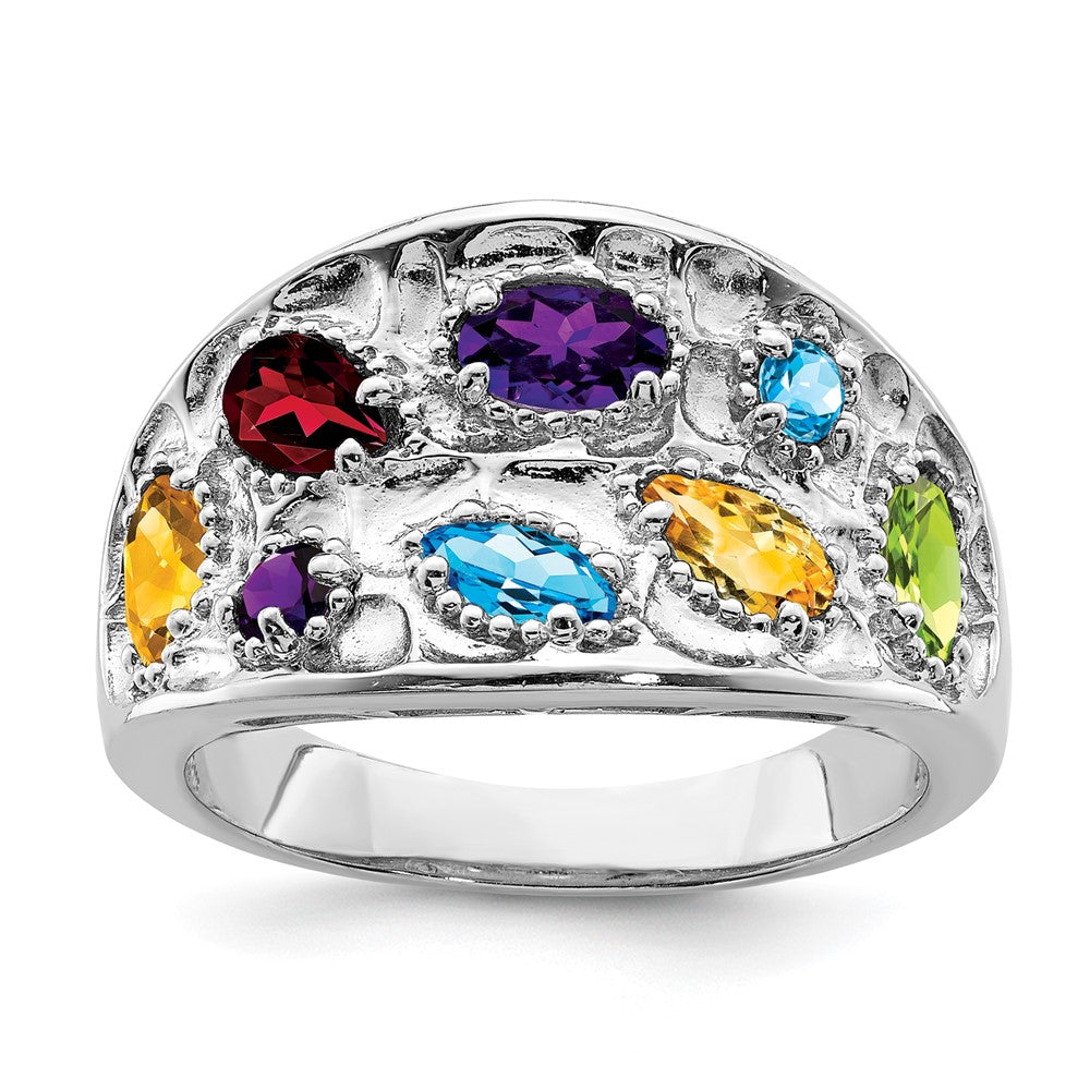 Polished;Sterling silver;Amethyst;Blue topaz;Citrine;Garnet;Peridot