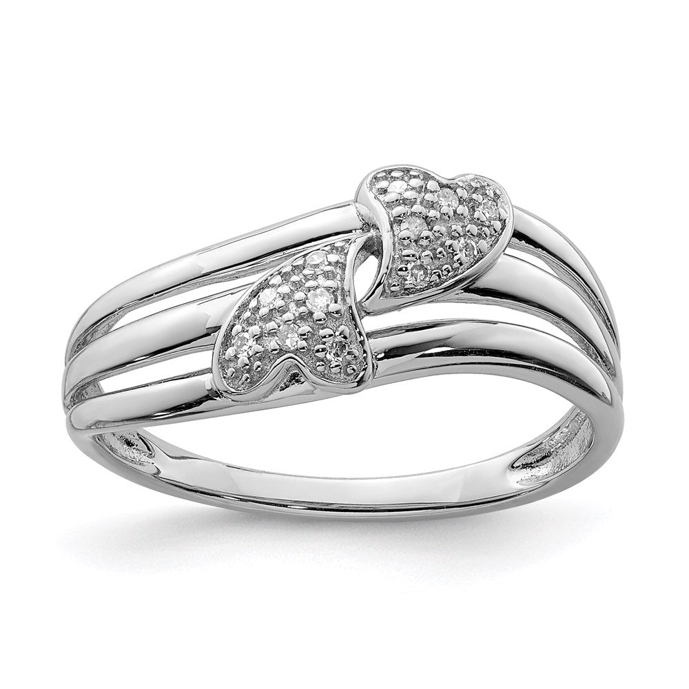 Polished;Sterling silver;Diamond;Rhodium-plated