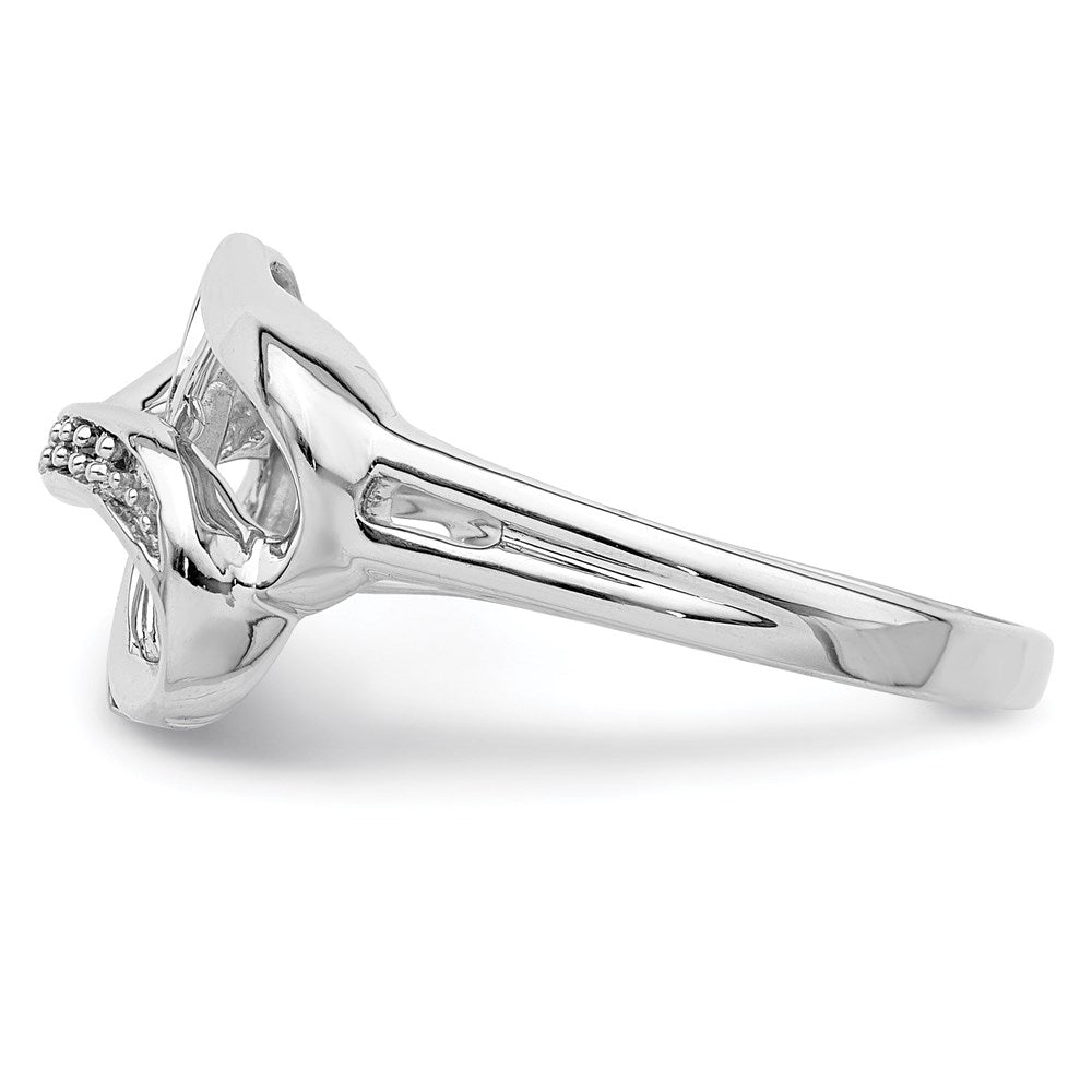 Sterling Silver Rhodium Plated Diamond Double Heart Ring