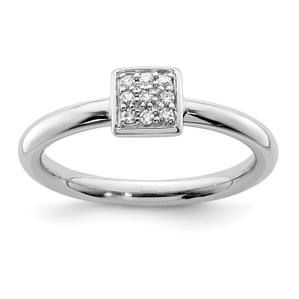 Polished;Sterling silver;Diamond;Rhodium-plated