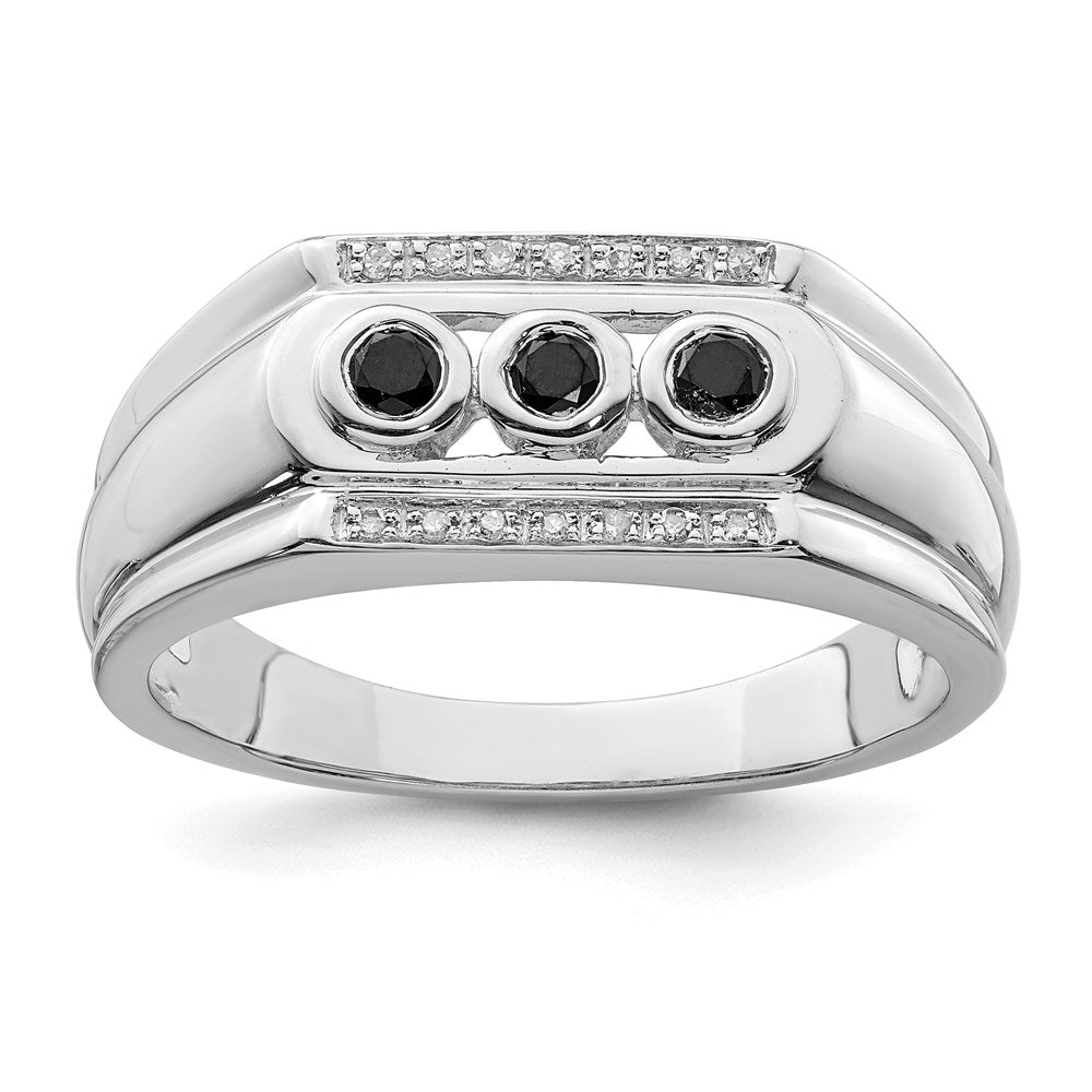 Polished;Sterling silver;Diamond;Rhodium-plated;Black diamond