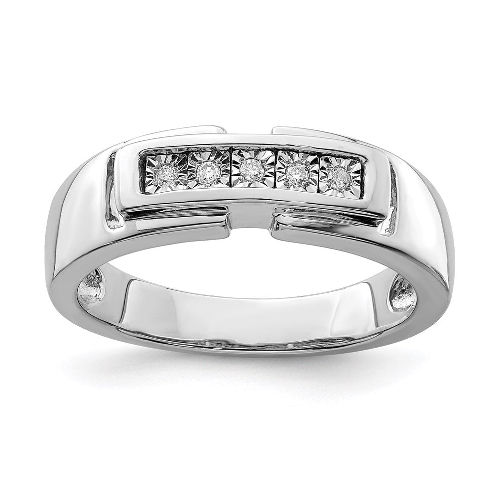 Polished;Sterling silver;Diamond;Rhodium-plated