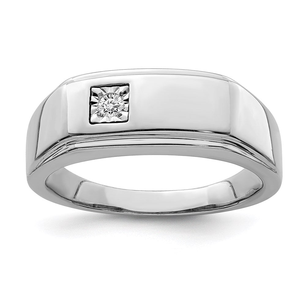 Polished;Sterling silver;Diamond;Rhodium-plated
