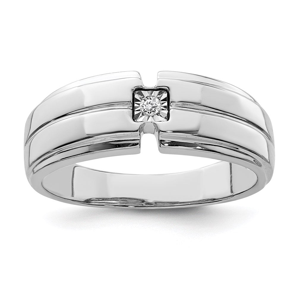 Polished;Sterling silver;Diamond;Rhodium-plated