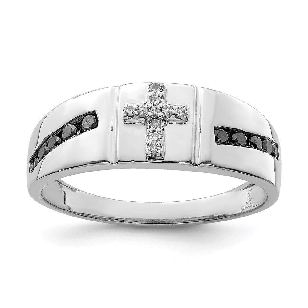 Polished;Sterling silver;Diamond;Rhodium-plated;Black diamond