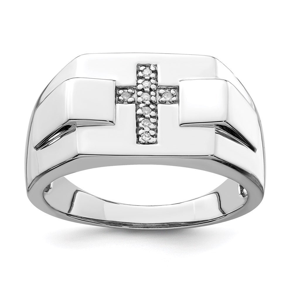 Polished;Sterling silver;Diamond;Rhodium-plated