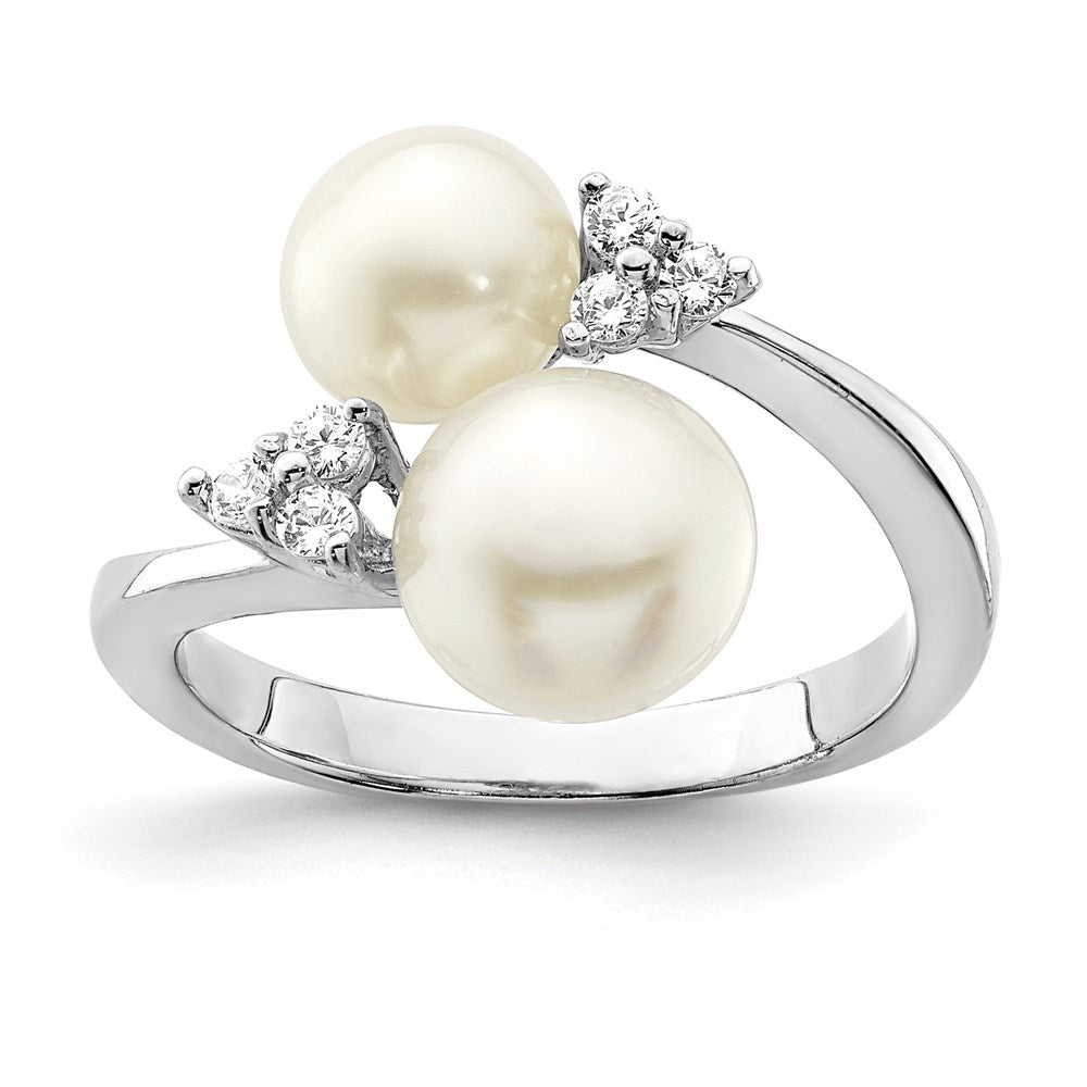 Polished;Sterling silver;Freshwater cultured pearl;CZ