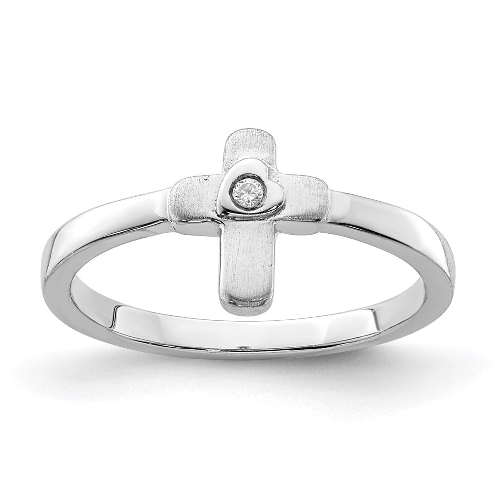 Polished;Sterling silver;CZ