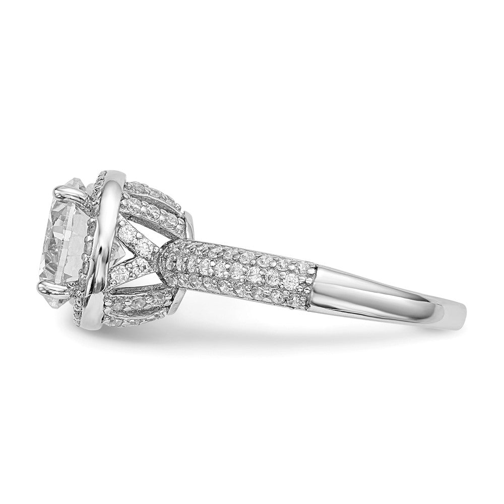 Sterling Silver Rhodium-plated CZ Pav Ring