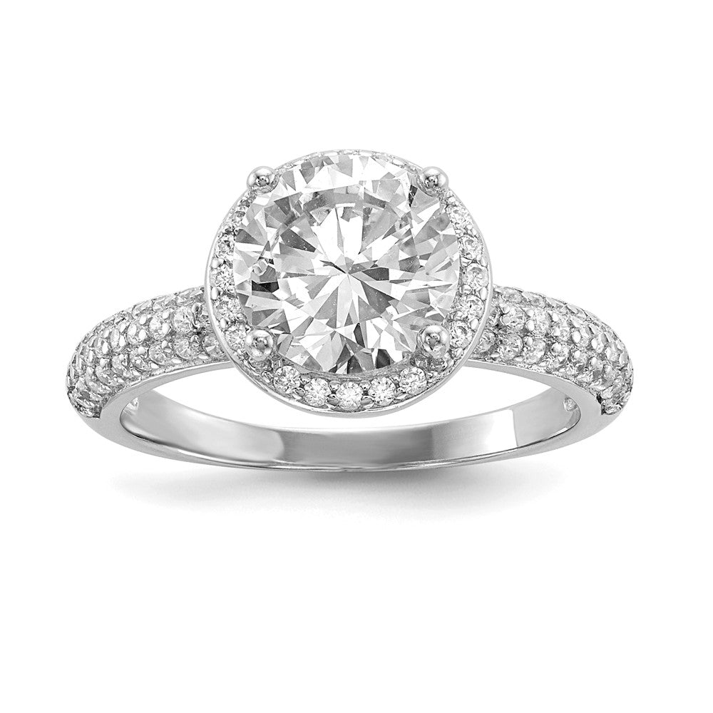 Sterling Silver Rhodium-plated CZ Pav Ring
