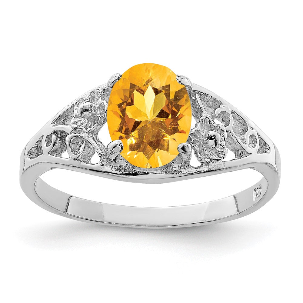 Solid;Casted;Polished;Sterling silver;Citrine