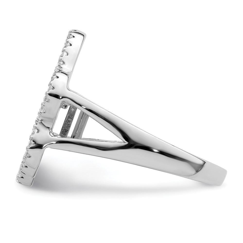 Sterling Silver Rhodium-plated Polished CZ Paw Print Ring