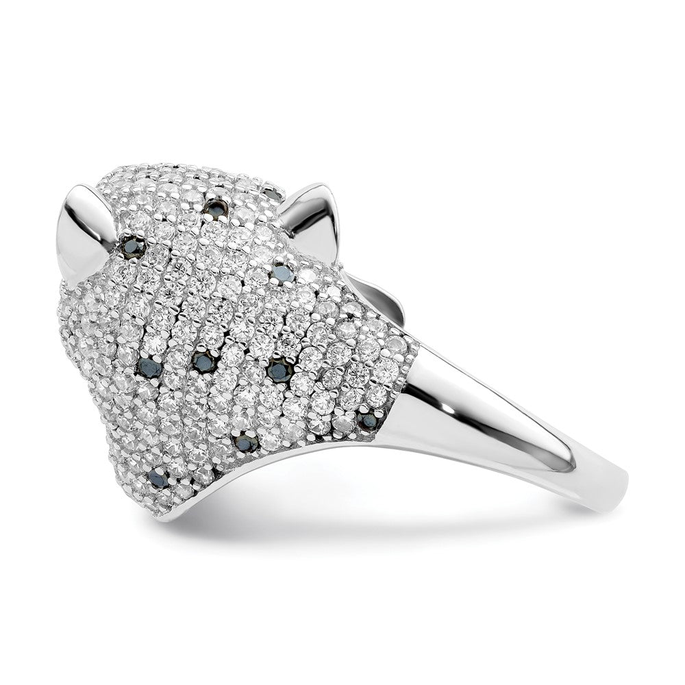 Sterling Silver Rhodium-plated Polished CZ Cheetah Ring