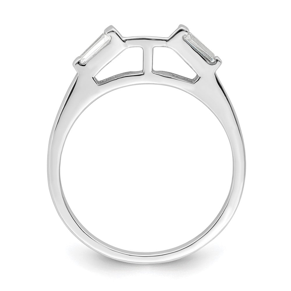 Sterling Silver Rhodium-plated CZ Two Piece Wedding Set Rings