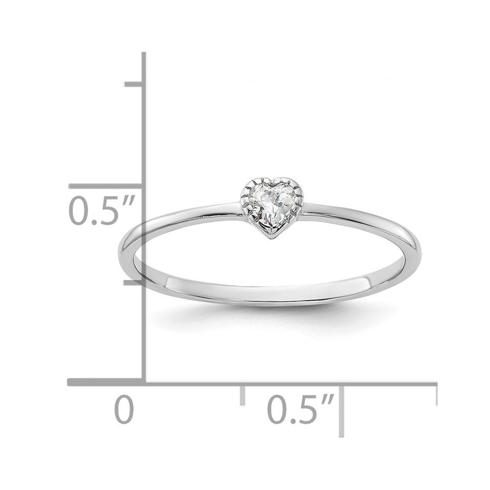 Sterling Silver Rhodium-plated CZ Heart Ring