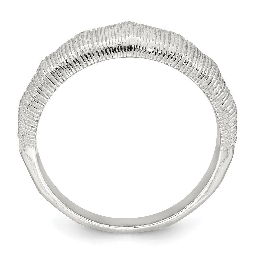 Sterling Silver Polished and Grooved Size 7 Ring