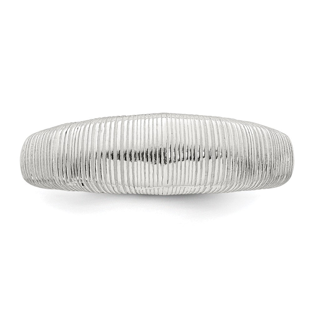 Sterling Silver Polished and Grooved Size 7 Ring