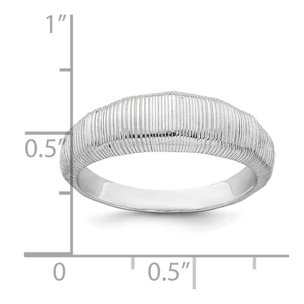 Sterling Silver Polished and Grooved Size 7 Ring