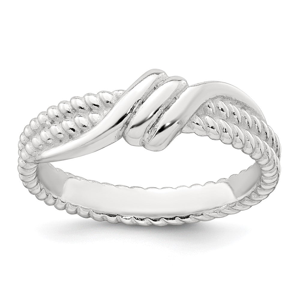 Sterling Silver Polished and Textured Fancy Twisted Size 7 Ring