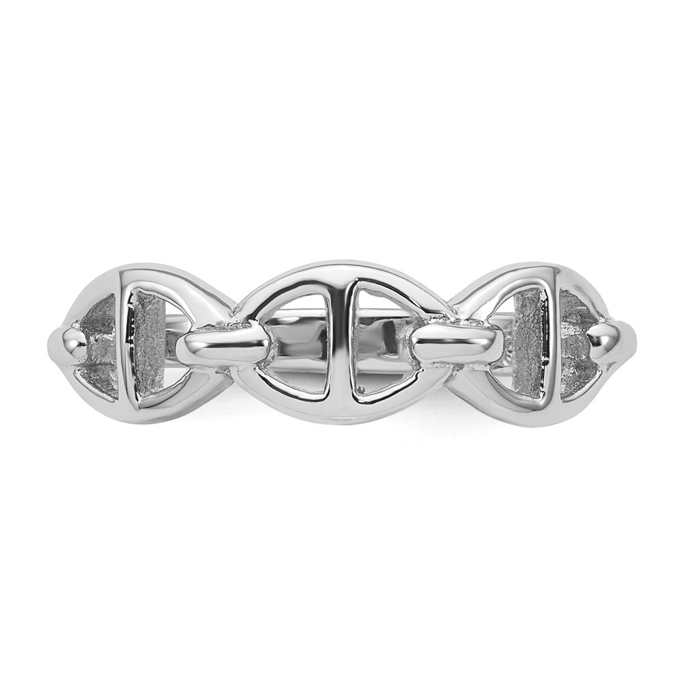 Sterling Silver Rhodium-plated Polished Mariner Link Size 7 Ring