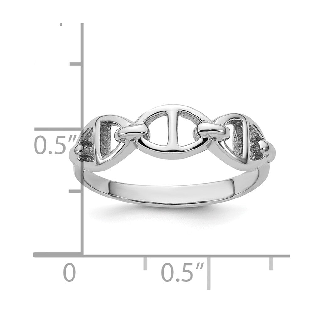 Sterling Silver Rhodium-plated Polished Mariner Link Size 6 Ring