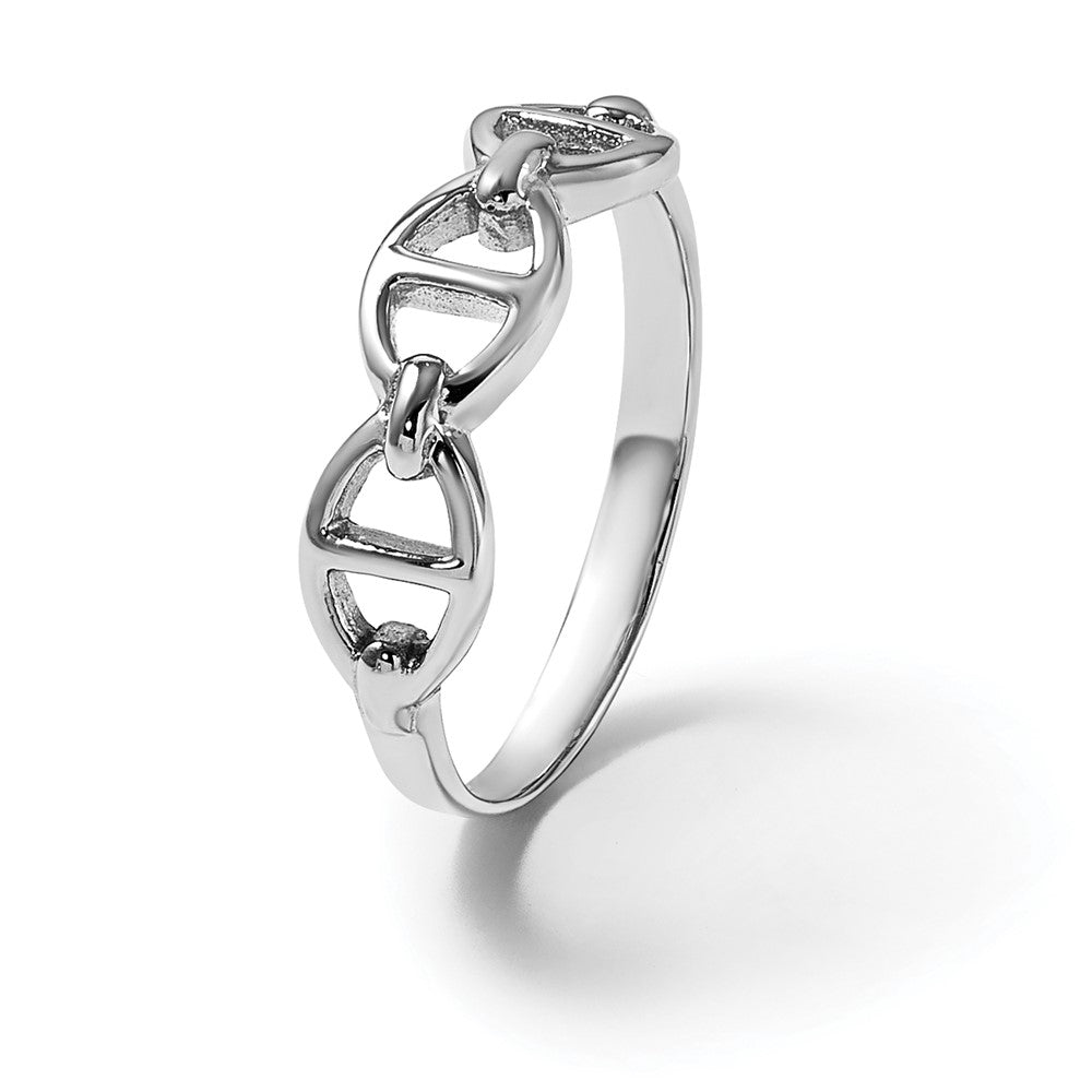 Sterling Silver Rhodium-plated Polished Mariner Link Size 6 Ring