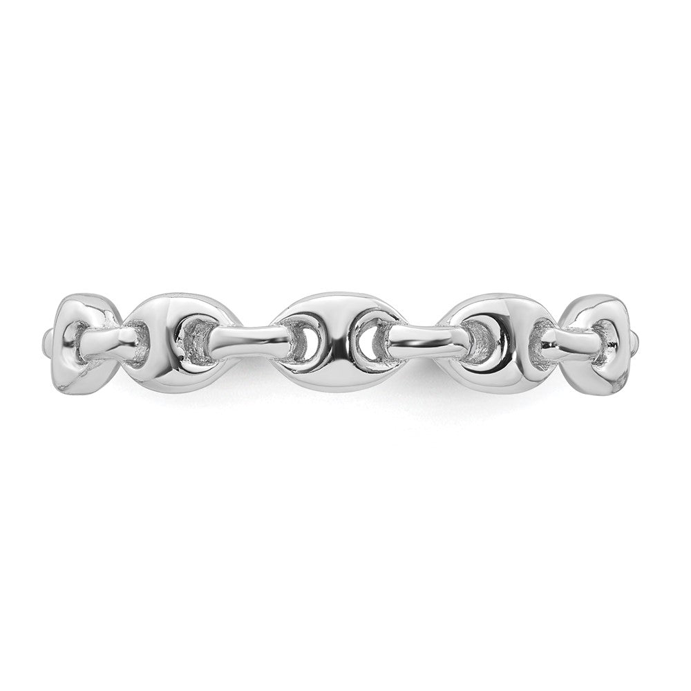 Sterling Silver Rhodium-plated Polished Mariner Link Size 8 Ring