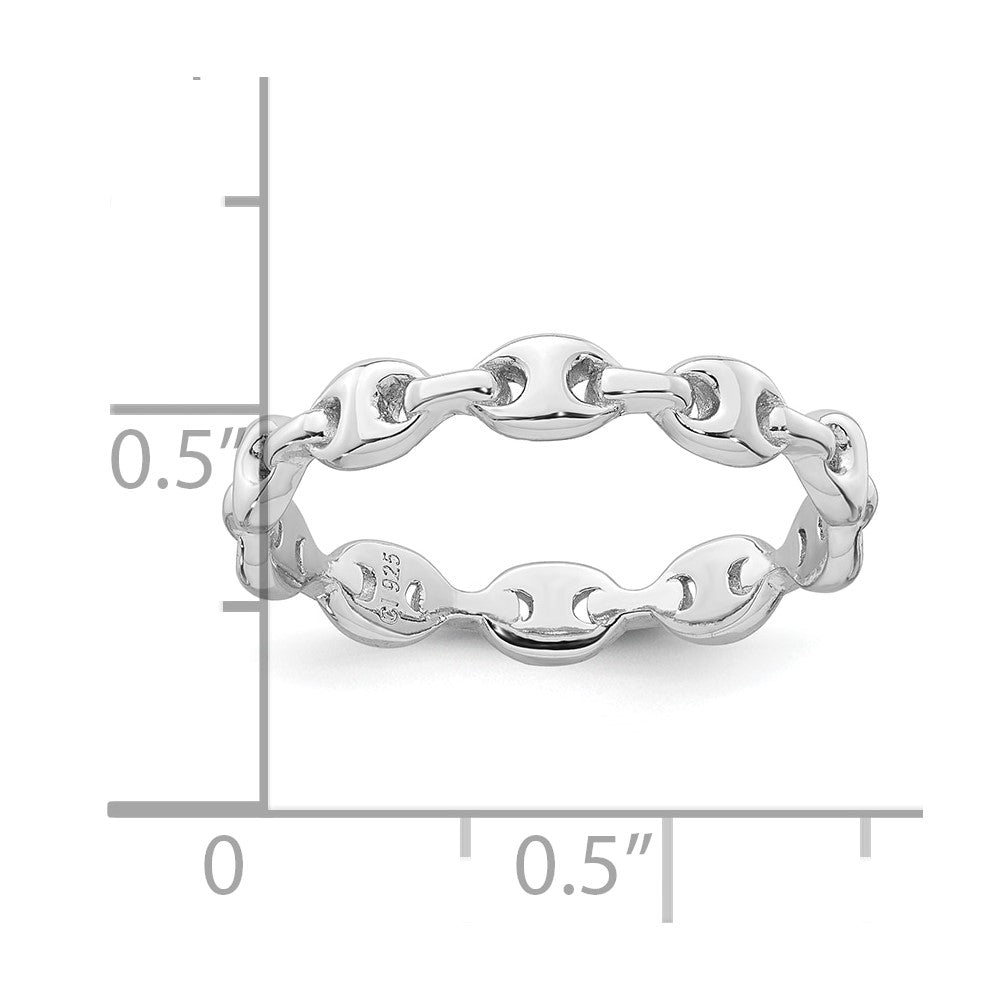 Sterling Silver Rhodium-plated Polished Mariner Link Size 7 Ring