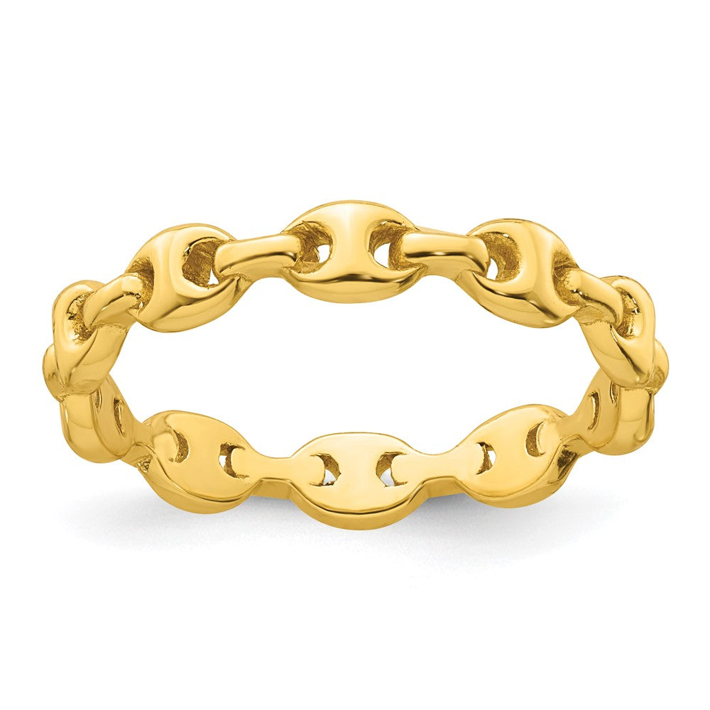 Sterling Silver Gold-tone Polished Mariner Link Size 8 Ring