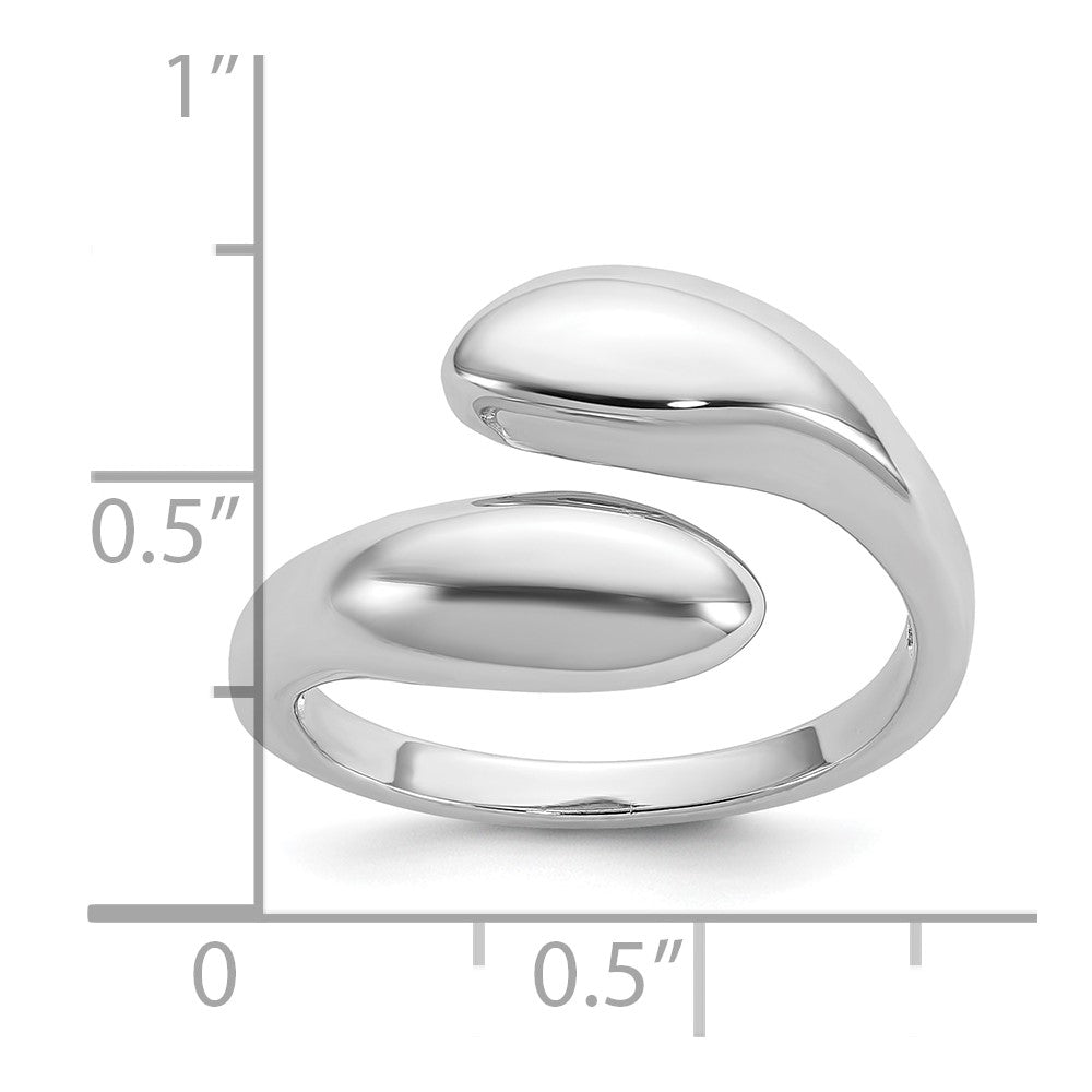 Sterling Silver Rhodium-plated Polished Open Bypass Size 8 Ring