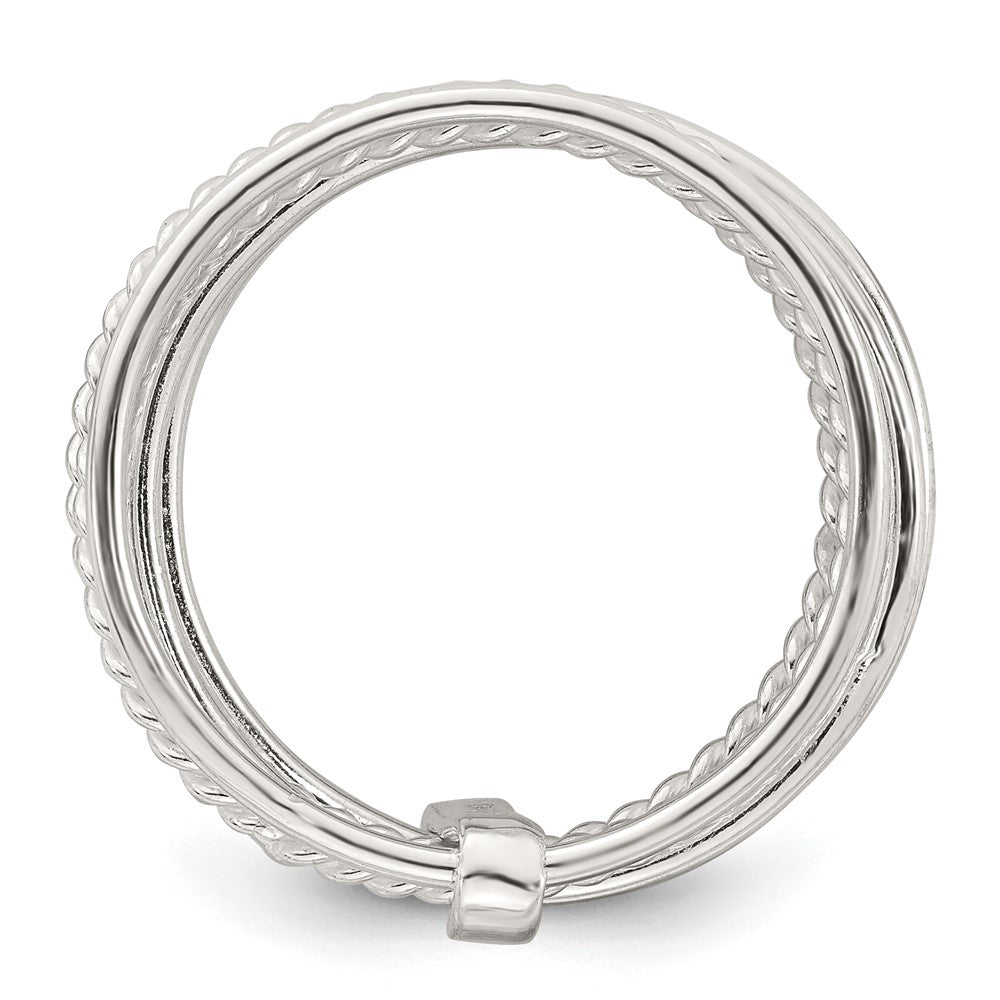Sterling Silver Polished and Textured Twisted Multi-Band Size 7 Ring