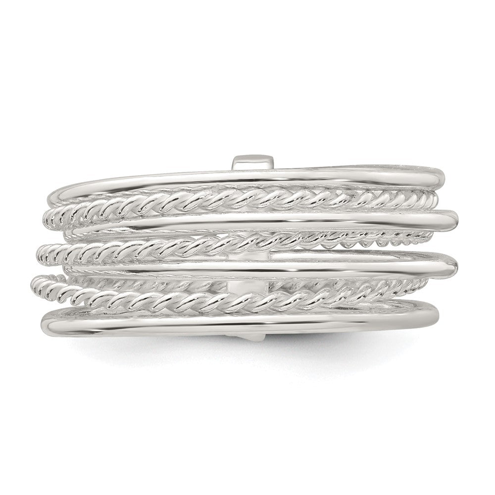 Sterling Silver Polished and Textured Twisted Multi-Band Size 7 Ring
